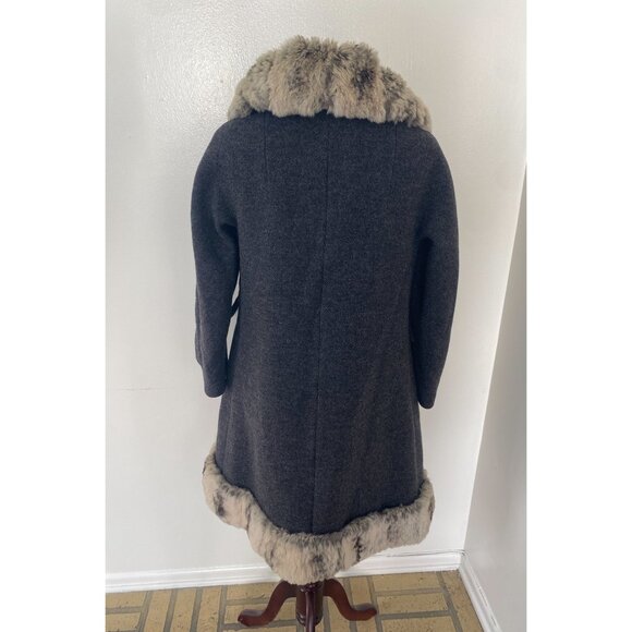 Vintage Lilli Ann Fur Trim Coat Jacket Gray 60s - Picture 7 of 15